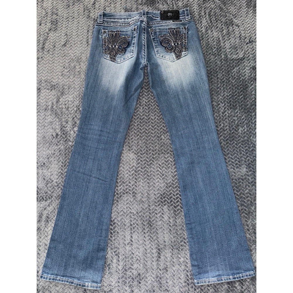 Miss Me Women's Bootcut Embellish Blue Denim Low Rise Size 29